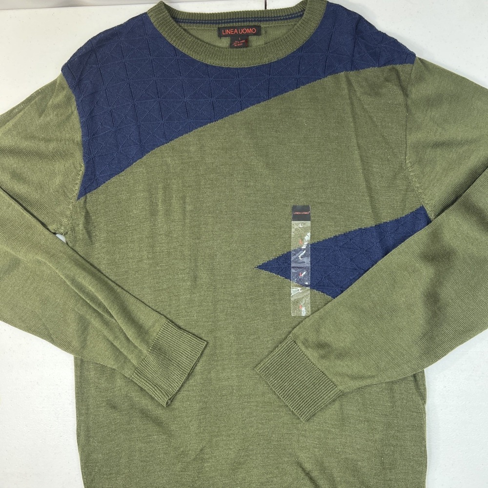 LINEA UOMO Green &‎ Blue Lightweight Wool Blend Sweater Size L